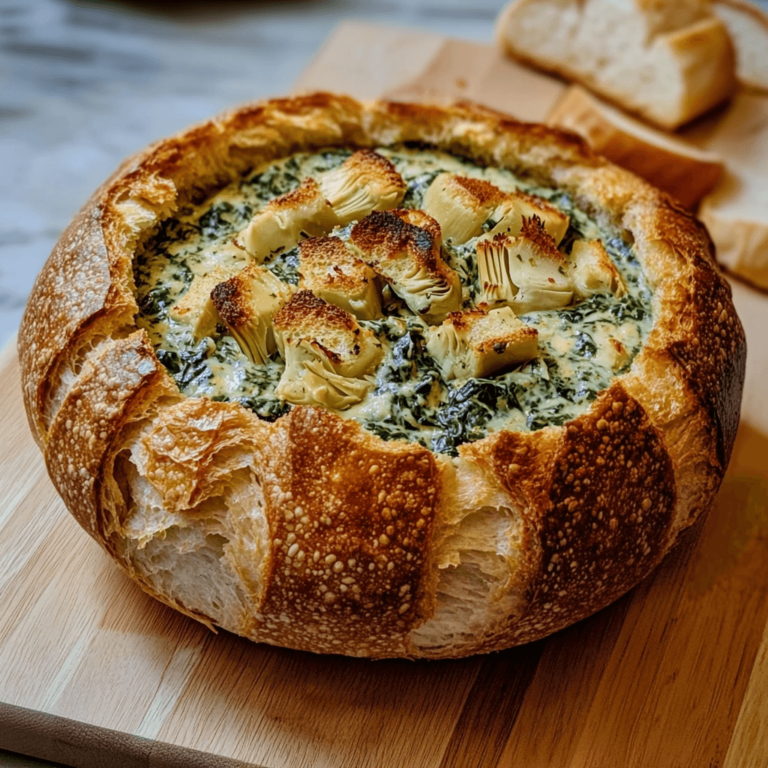 Spinach and Artichoke Dip in a Bread Bowl – Her Feast